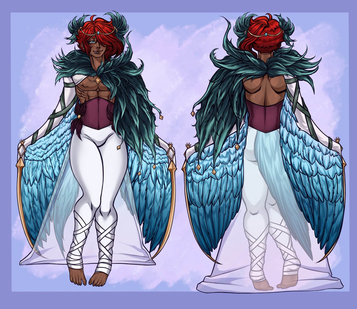 IT COMES WITH GREAT PLEASURE TO SAY

THANK YOU <a href="/psychonutz0/">🐄 (comms open)</a> FOR DOING MY REF SHEET~!!

You made me look so glorious 😭✋

Go give my friend some love~!! 🩵🦚

- #Artlakai