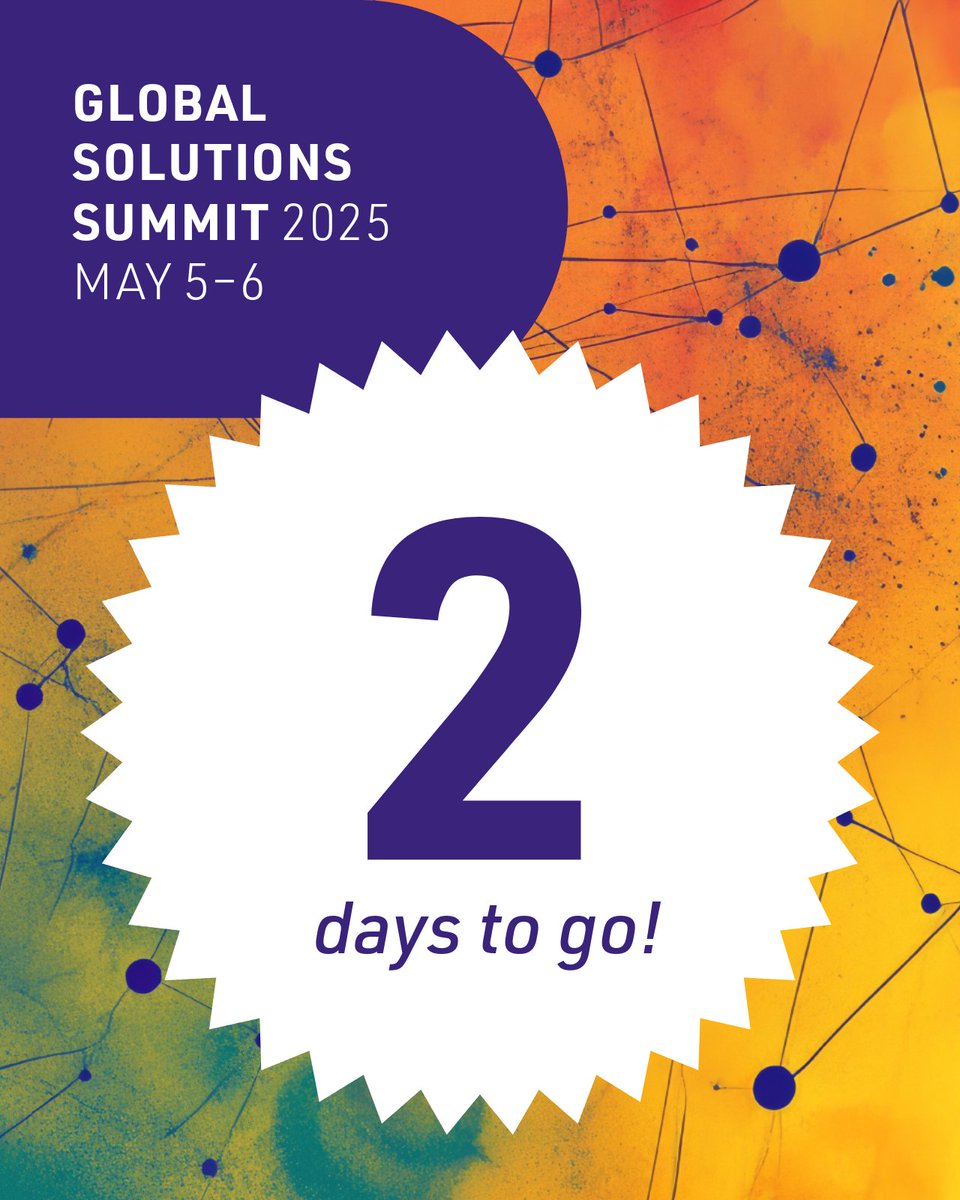 🚨We are officially 2 days away from the Global Solutions Summit 2025! Don’t miss this unique experience. 

➡️ Click here to see updates on the #GSS2025 speakers and program: global-solutions-summit.org/public/events/…

📌Register for online participation: global-solutions-summit.org/events/fb1a1fa…