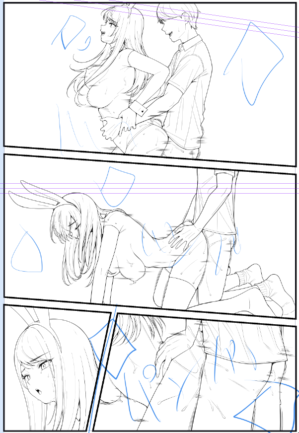 線画半分おわた! 