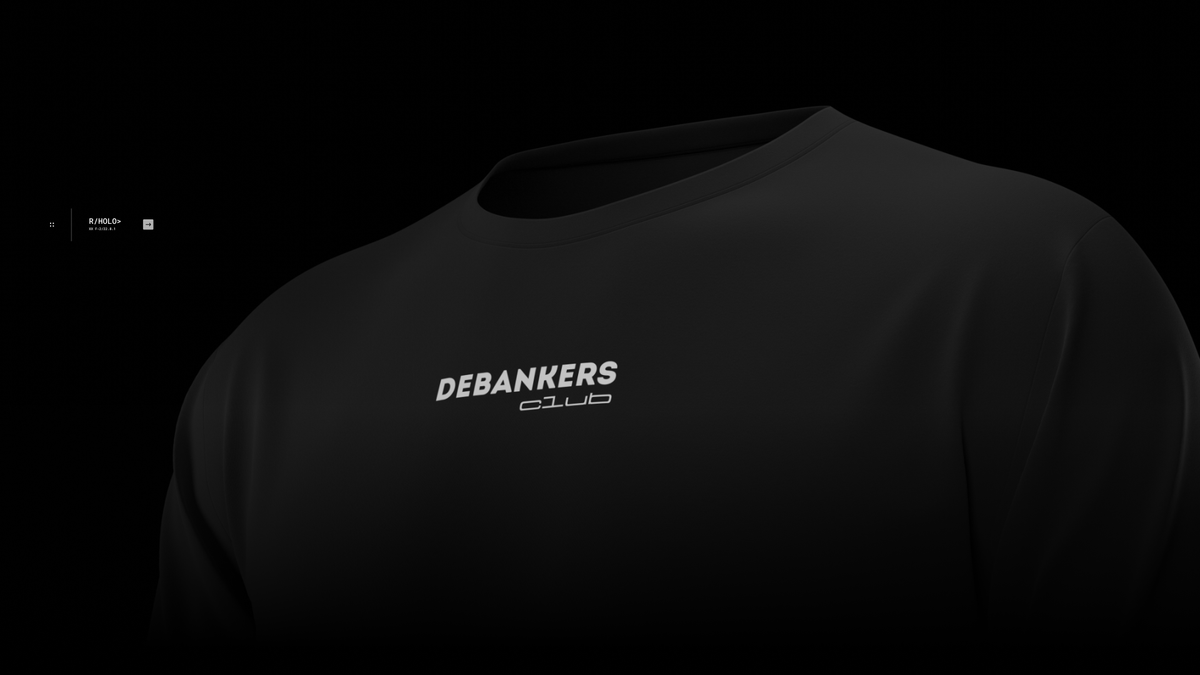 DeBankers Club 🔥

➤ Rare (1 OF 300) 
➤ NFC Powered. 
➤ Phygital (T-Shirt + NFT) 
➤ Black / White   
➤ holgant.com/collections/da…