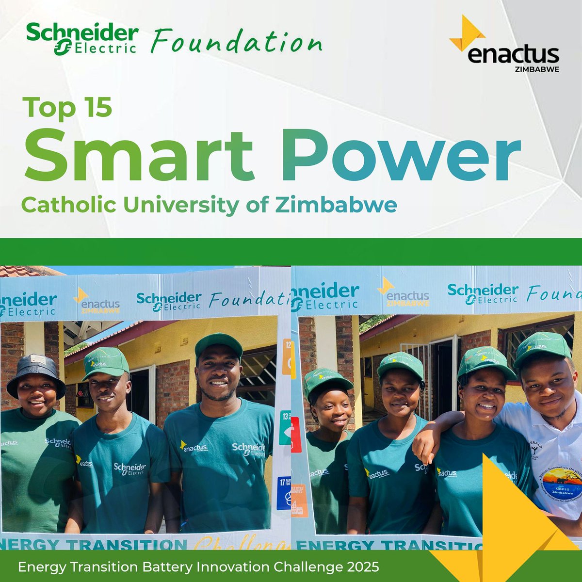 The BOOST Fellowship (@boostfellowship) on Twitter photo Congratulations to team Smart Power🔋 from <a href="/enactuscuz/">CuzEnactus</a> for making it into the Top 15 of the <a href="/SchneiderElec/">Schneider Electric</a> Energy Transition Battery Innovation Challenge 2025.
We wish Smart Power🔋 all the success as they advance the energy transition cause towards a greener and more Congratulations to team Smart Power🔋 from <a href="/enactuscuz/">CuzEnactus</a> for making it into the Top 15 of the <a href="/SchneiderElec/">Schneider Electric</a> Energy Transition Battery Innovation Challenge 2025.
We wish Smart Power🔋 all the success as they advance the energy transition cause towards a greener and more