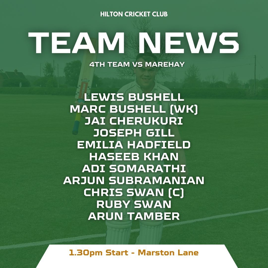 MATCHDAY

Both the 1’s and 2’s look to maintain their 100 records and the 4th team welcome Marehay to Marston Lane!

A club debut for James Hogwood in the 1’s as well!