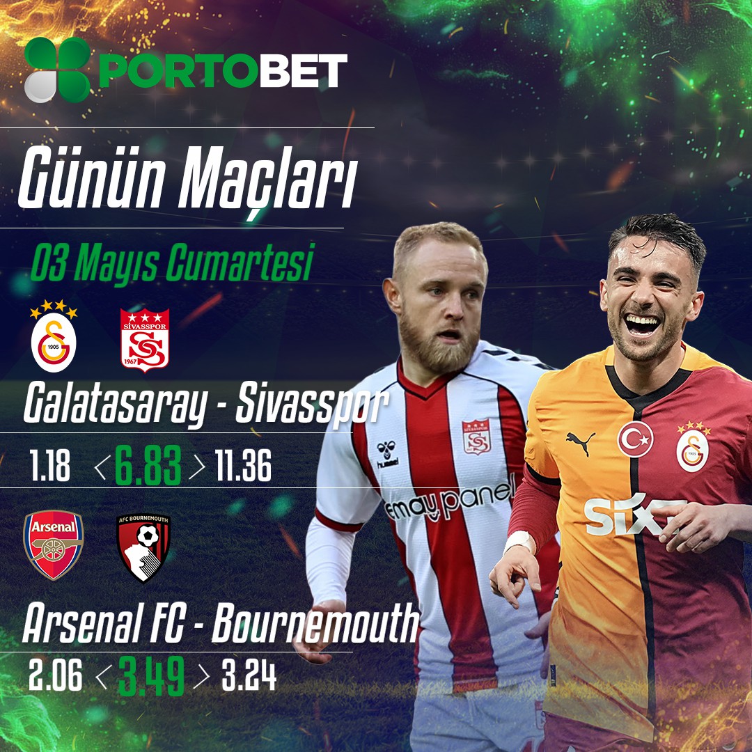 ⚽️PORTOBET İLE GÜNÜN MAÇLARI! 
 ⚽️SINIRSIZ KAZANÇ SINIRSIZ HEYECAN

🥅Güncel spor haberleri ve günlük bonus haberlerine ulaşmak için ;
t.me/portobetcom👈