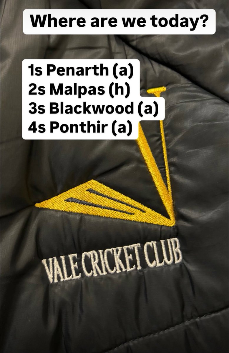valecricket's tweet photo. First league game of the season today. Good luck to everyone pulling on the Vale shirt #letsgovale πππ https://t.co/OoMO8z54AJ