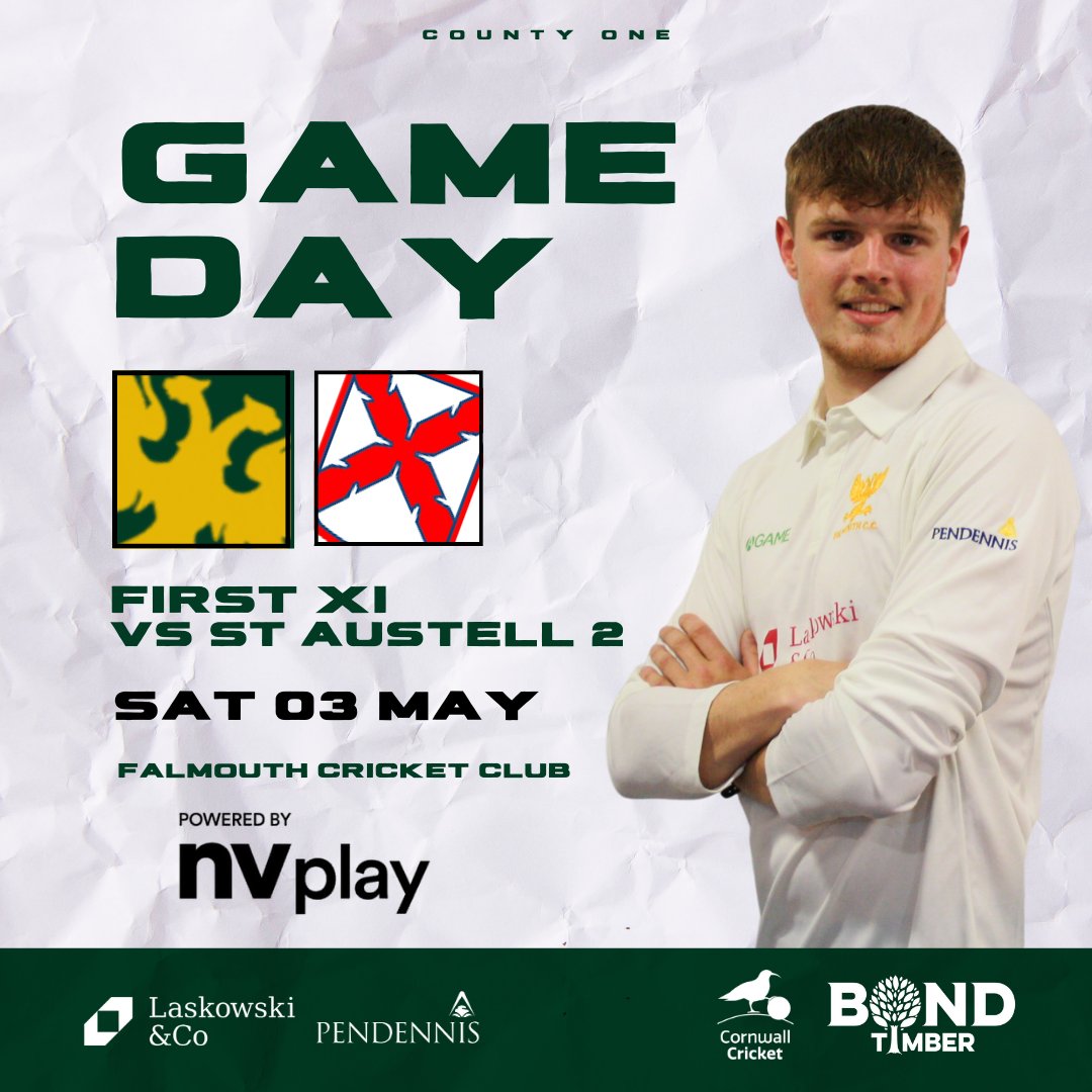 👋 𝗠𝗔𝗧𝗖𝗛 𝗗𝗔𝗬 👋

🏆 Cornwall Cricket League - County One
📌 Falmouth Cricket Club 🏟️
🕚 1pm
🆚 St Austell Cricket Club 2nd XI

LIVE STREAM:
🎥 youtube.com/watch?v=bzsIIG…