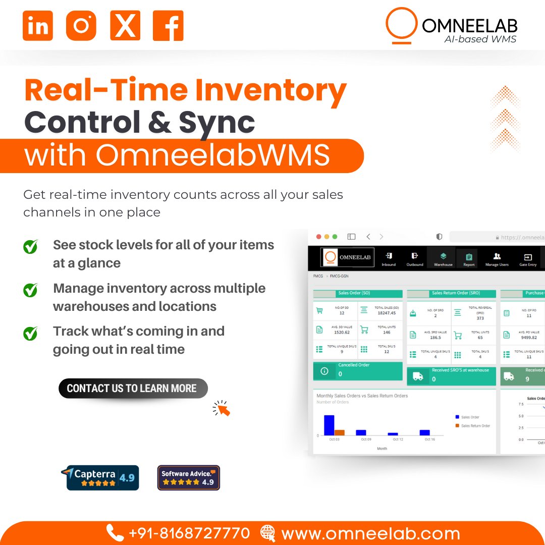 omneelabWMS's tweet image. Stay on top of inventory with OmneelabWMS! Real-time stock counts across all sales channels &amp;amp; multiple warehouses. Streamline operations now! 
.
#OmneelabWMS #InventoryManagement #RealTimeControl