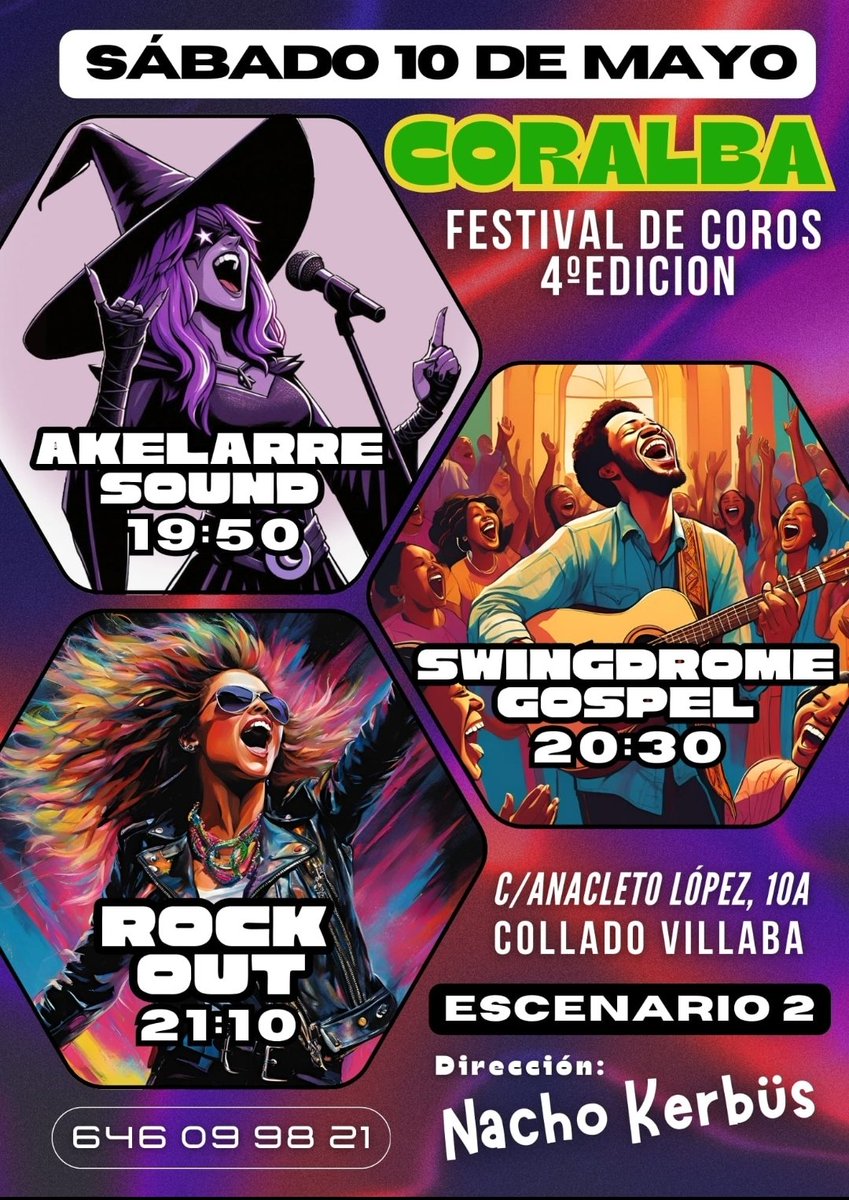 Rock Out Choir, dirigido por Nacho Kerbüs, actuará el próximo sábado 10 de mayo en el Festival de coros Coralba (Villalba pueblo). 
¡Os invitamos!
.
#PasiónPorCantar