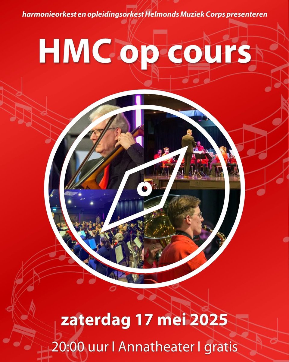 𝗛𝗠𝗖 𝗼𝗽 𝗰𝗼𝘂𝗿𝘀 🎶

In voorbereiding op het concours
Een avond waarop je kunt genieten van harmonieklanken in de volle breedte. 🎵

We zien je graag vanaf 20:00 uur in het <a href="/Annatheater/">Annatheater</a>! Toegang is gratis, maar reserveer wel een ticket via annatheater.nl. Tot dan!