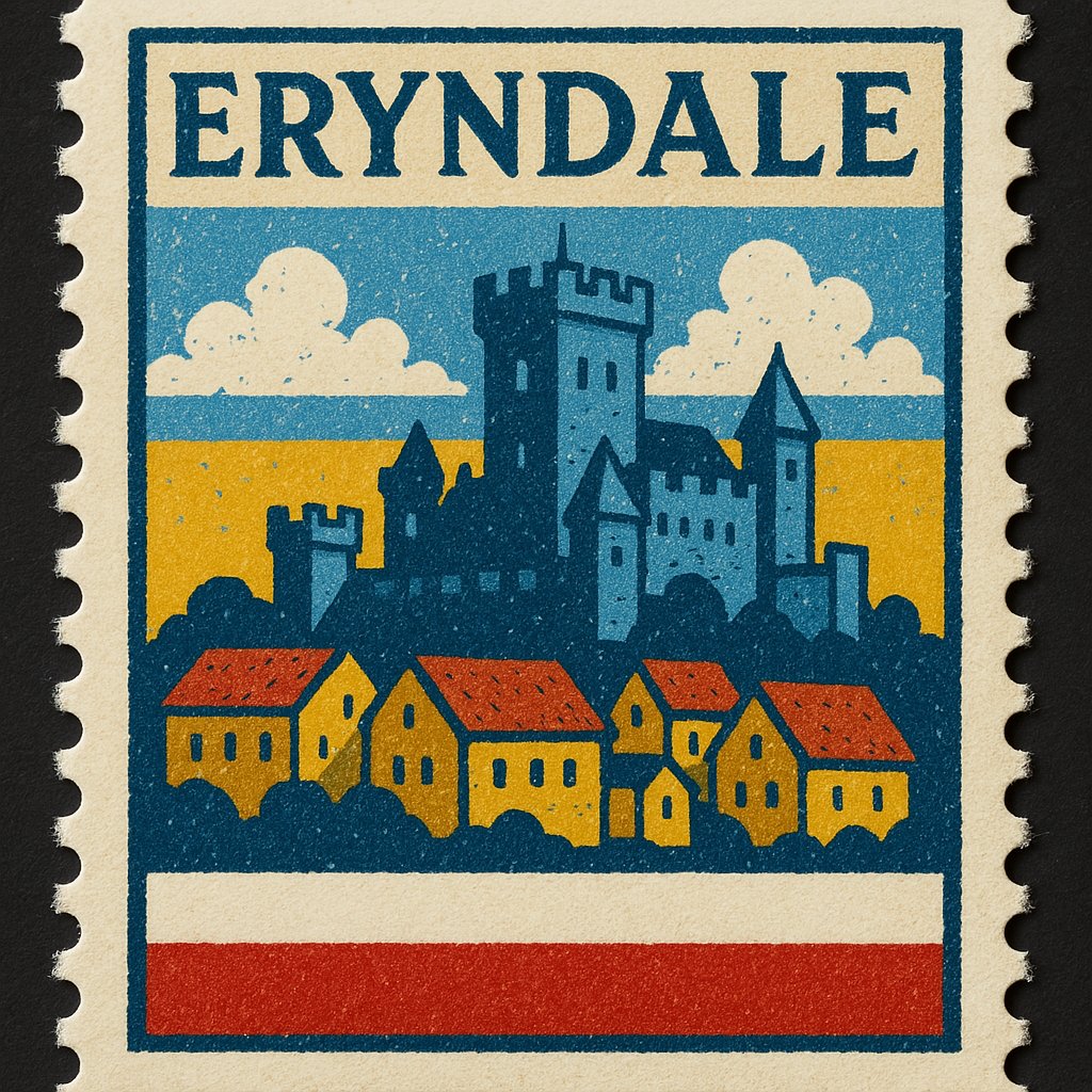 This stamp proudly represents Eryndale’s heritage. Deep blue symbolizes the vast sky and wisdom, gold shines with prosperity and sunlight, white embodies peace, and bold red reflects strength and resilience. A true mark of the kingdom’s identity! #ErGov #Micronation #ErKingdom