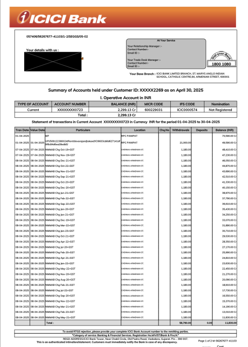 devaski's tweet photo. Finance Minister's freedom, inefficiency of RBI, b😡anks looting MSME and individuals. ICICIBANK despite complaint made in 2023. Covid 19 Circumstances siphoned away around  100000/- on account of MAB for 2019 in 2025. Daylight dacoit  @RBI  @nsitharamanoffc @ICICIBank https://t.co/aNhCXBSH9W