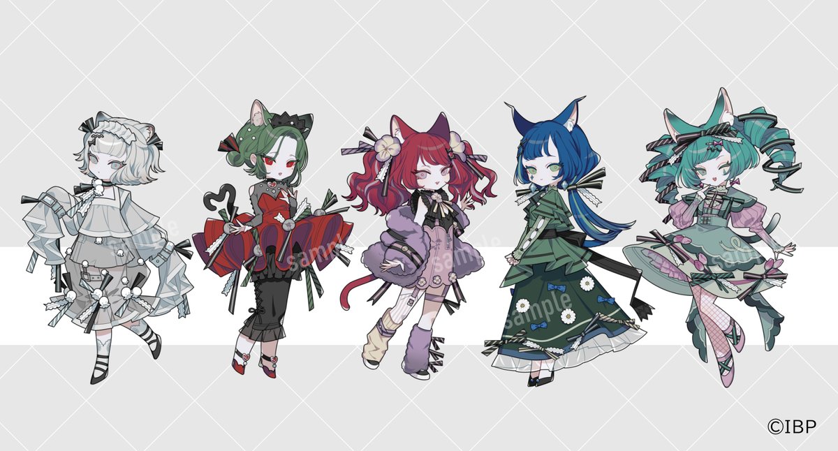 「#VALIS の皆様の5周年ビジュアルのミニキャラを描かせていただきました #I」|しきみのイラスト