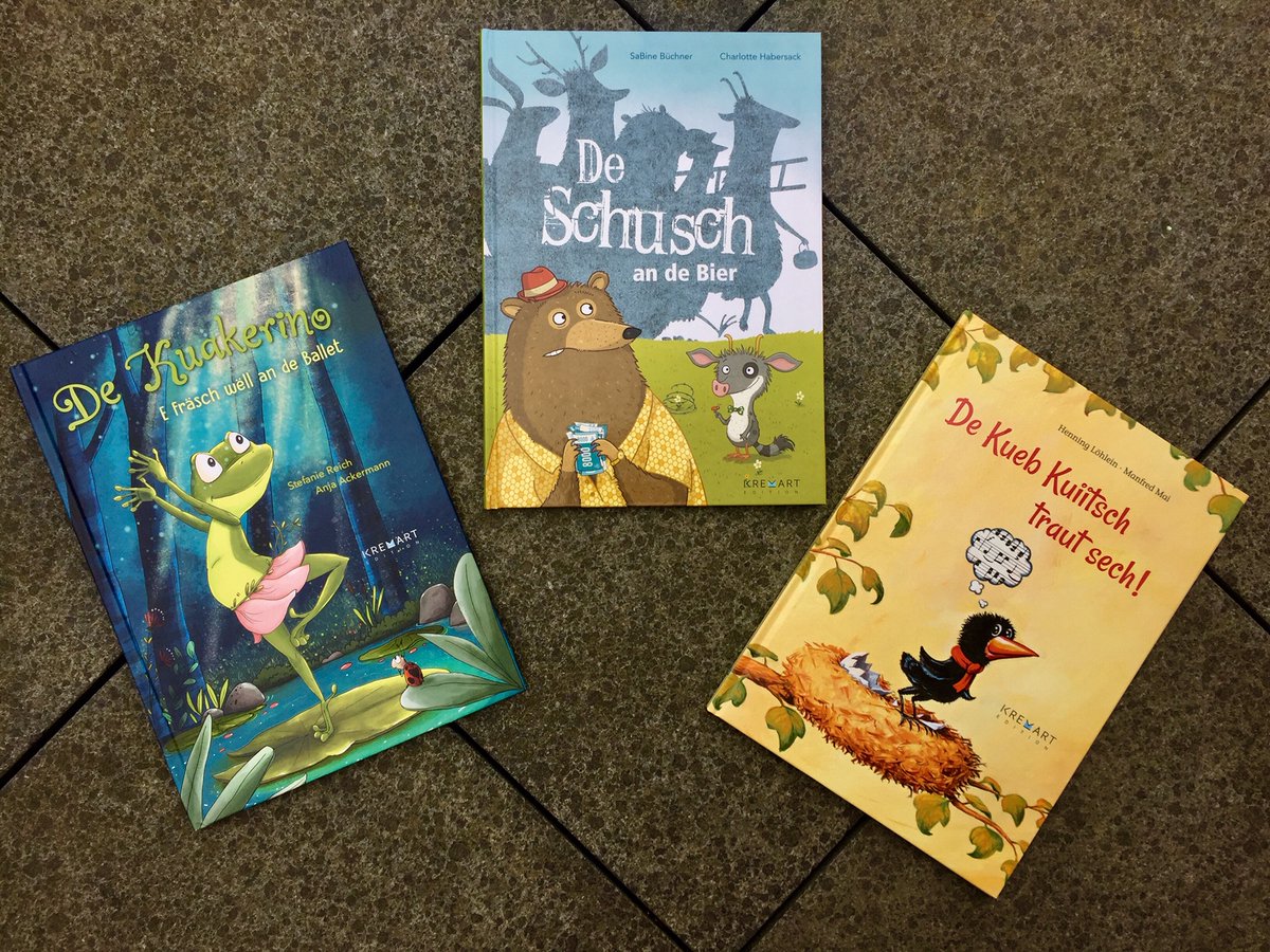 3⃣ #Geschichten, déi nach ëmmer toppaktuell sinn an och nach ëmmer iwwerall gutt ukommen: #Kuakerino, #Schusch, #Kuiitsch. 😊 An Ärer #Librairie, op letzshop.lu oder direkt via kontakt@kremart.lu. 📚 Weider Infoen iwwer d'Bicher gëtt et hei: kremart.lu/kannerbicher/