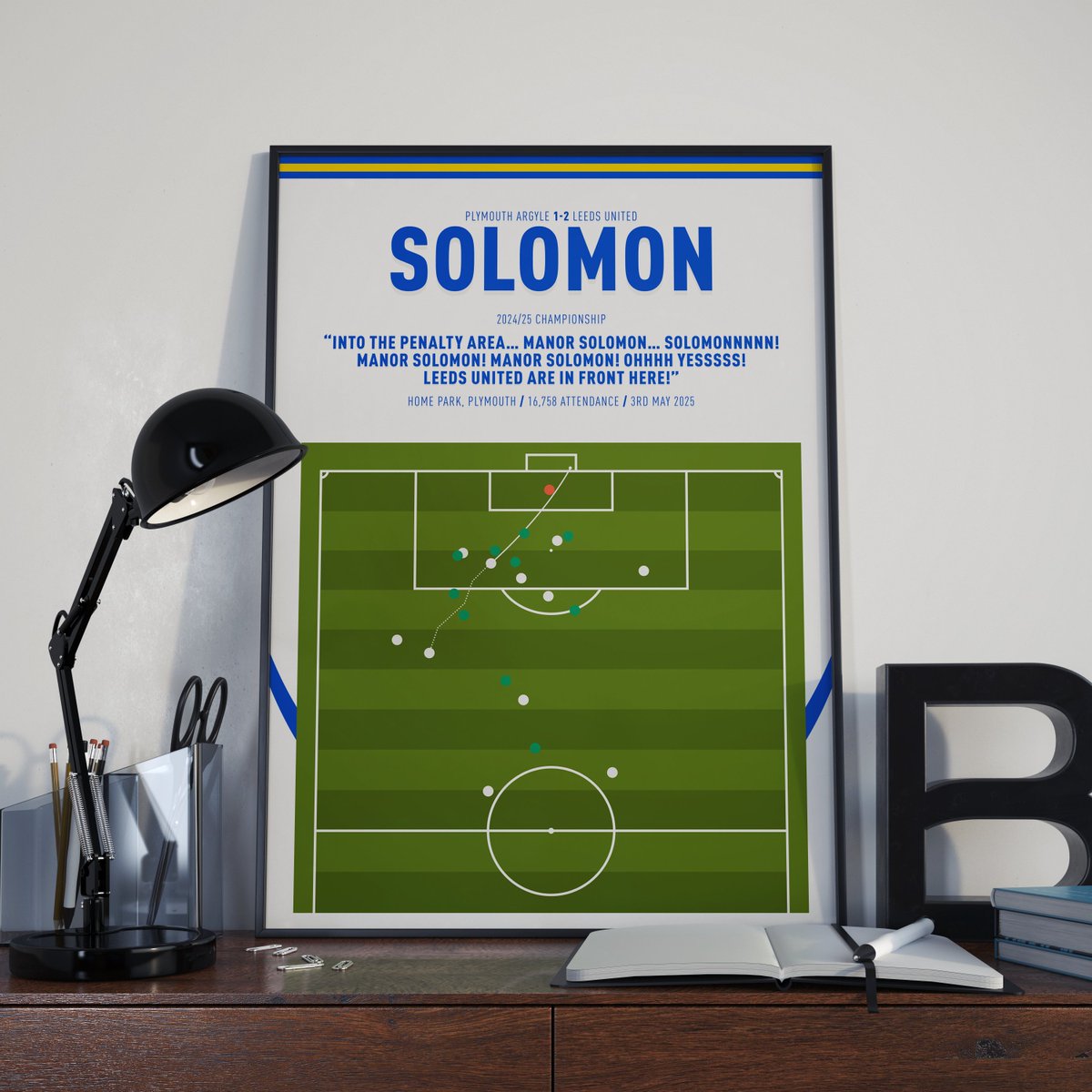 #LUFC clinch the title with a late winner! Solomon's goal vs Plymouth is now available as a print on our store! #MOT 

🛒 pixelprintdesign.com/products/manor…