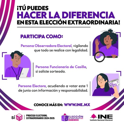 ¡La democracia se construye contigo!
Varias formas de participar, una sola misión:
fortalecer la democracia 📷
Conoce más en: ine.mx/eleccion-del-p…
de-la-federacion-2025/
#PuedesHacerLaDiferencia
#ParticipaciónCiudadanaPJ2025