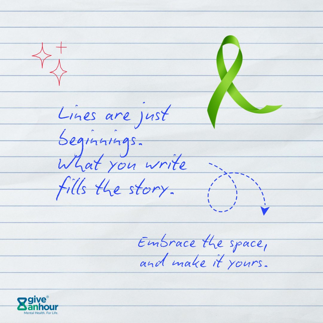 giveanhour's tweet photo. There’s no rulebook for how your life should look. That blank space in front of you? That’s freedom. That’s potential. That’s yours. Start where you are. Scribble outside the lines.
#WriteYourNextChapter #GiveAnHour #MentalWellnessJourney #OwnYourStory https://t.co/vqP8FcUSy3