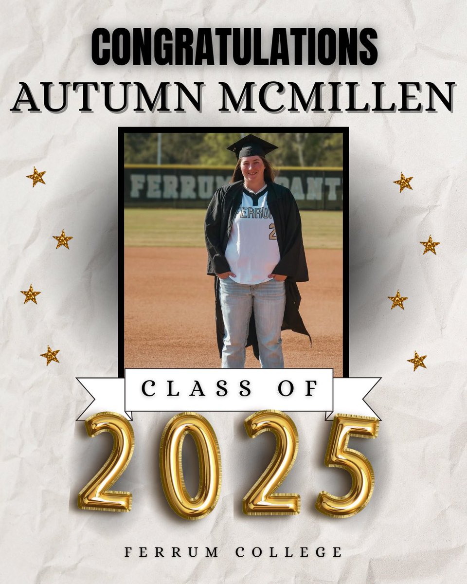 We want to wish Autumn a huge congratulations on graduating today!! We can’t wait to see everything you accomplish in the near future 🖤🐾

#ferrum #softball #FerrumCollege 
#graduation #classof2025 #congratulations
