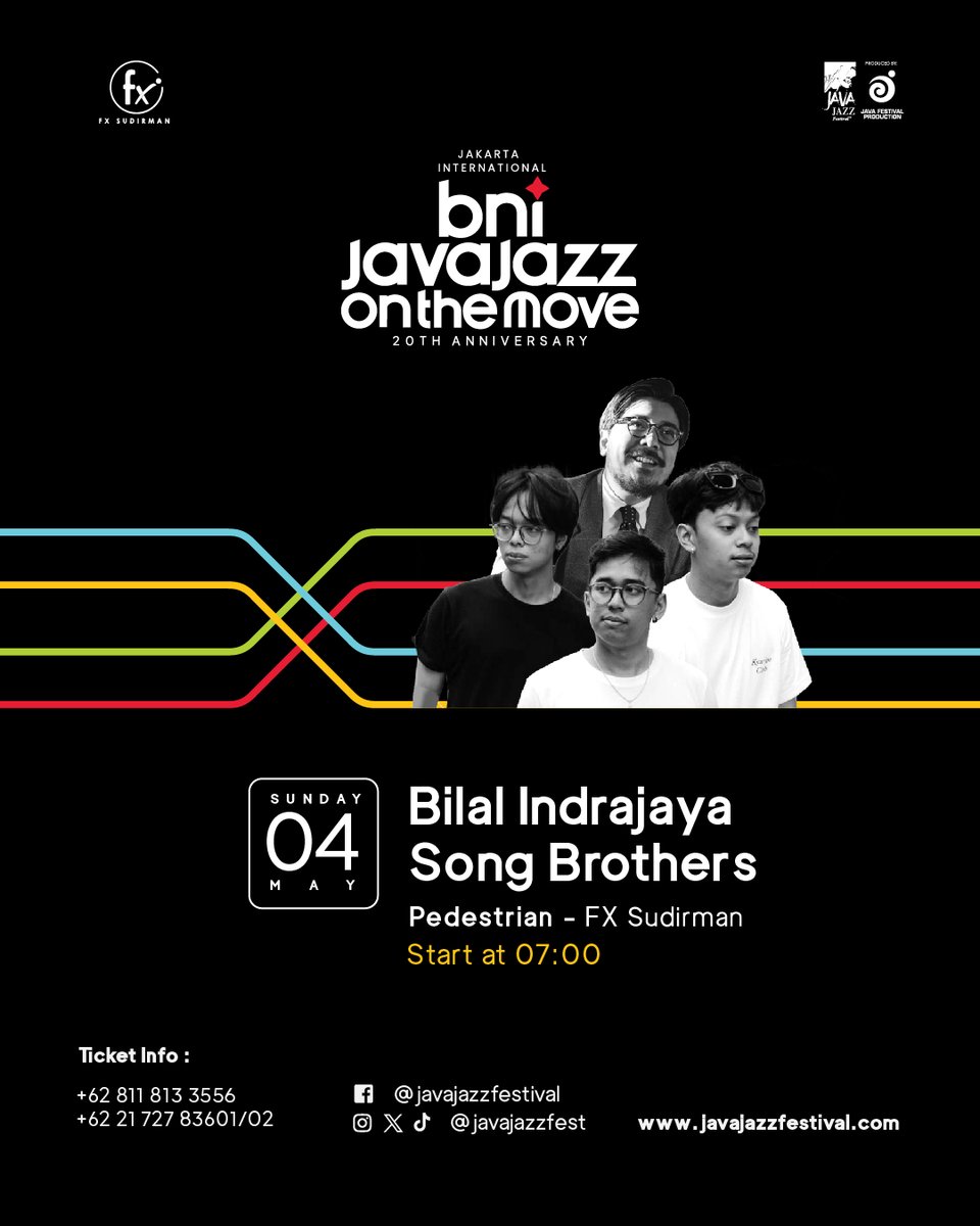 JavaJazzFest's tweet image. ☀️ Start your Sunday with music!
#BNIJJOTM takes over FX Sudirman Pedestrian on May 4 at 7AM.
Enjoy live sets from Bilal Indrajaya and Song Brothers.

Don't miss the special #BNIJJF2025 daily pass promo — only on-site!
#JavaJazzFest #JJF2025 #20yearsjavajazzfestival