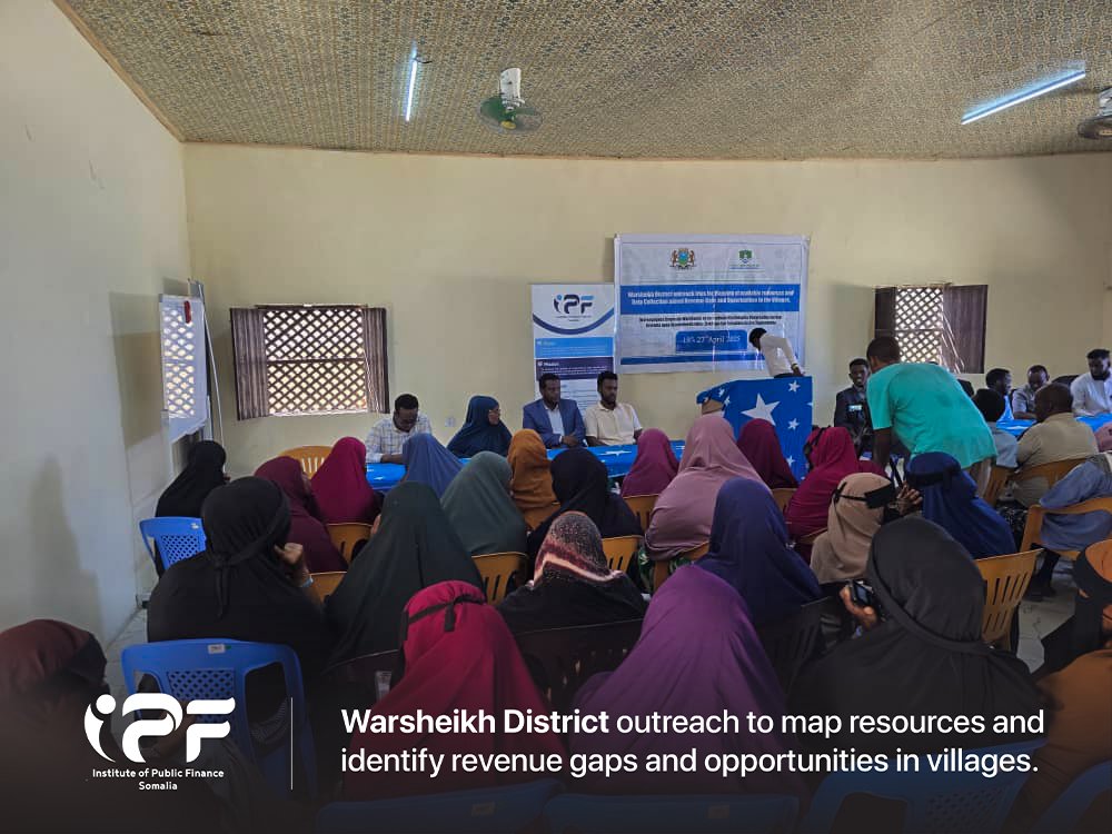 IpfSomali's tweet photo. 📄 IPF Somalia + SOYDEN, backed by #SFFIII, mapped 18 villages in #Warsheikh (19–27 Apr 2025).
Method = FGDs 🗣️ + KIIs 📝 + transect walks—
Findings → Fair, transparent taxes = better water, roads, clinics &amp; trust.
Let’s turn data into action!
#PublicFinance #LocalRevenue https://t.co/6H3XUr3nga