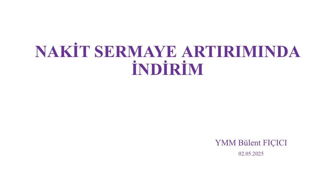 *Nakit Sermaye Artırımında Vergi İndirimine* ilişkin 12 dakikalık özet videoya aşağıdaki linkten ulaşabilirsiniz. 

youtu.be/ooD-ZVCel64?si…