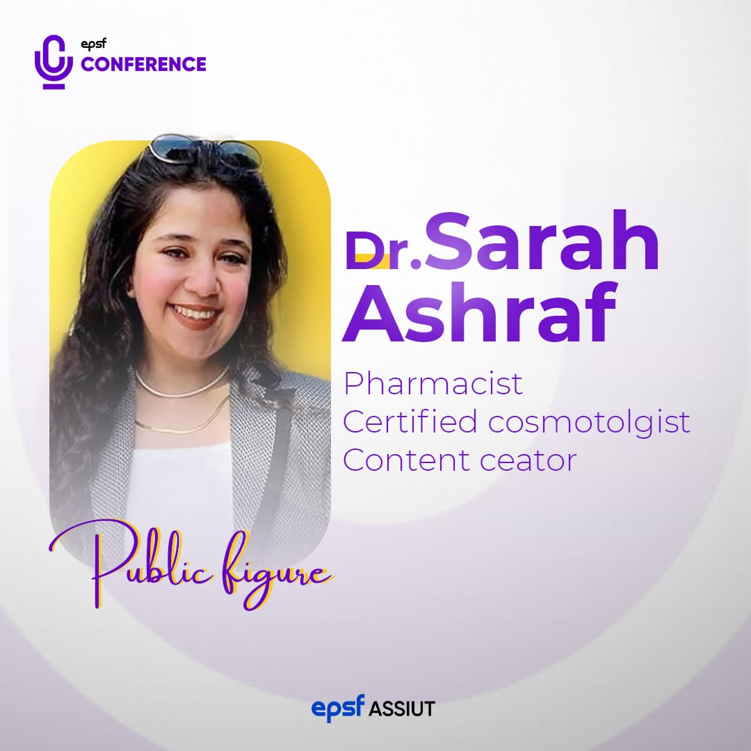 EPSF_Assiut's tweet photo. We’re excited to announce that 𝐃𝐫. 𝐒𝐚𝐫𝐚𝐡 𝐀𝐬𝐡𝐫𝐚𝐟  will be joining us this year at the 𝐄𝐏𝐒𝐅 𝐂𝐨𝐧𝐟𝐞𝐫𝐞𝐧𝐜𝐞!✨

Thank you, for being part of this journey, we can’t wait to have you with us!💜

#EPSF_Conference
#Ampilify_your_Impact
#PharmacyFuture
#EPSF_Assiut https://t.co/QMeYnCFaC1