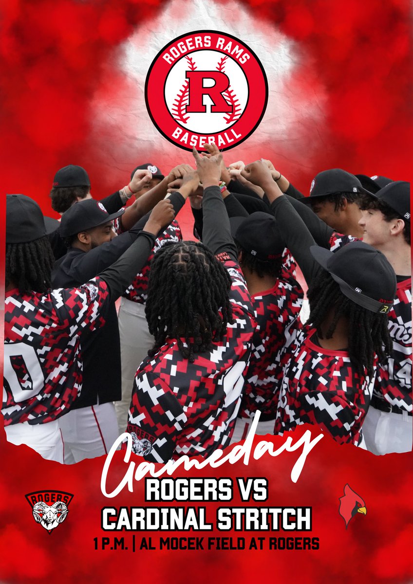 Today's doubleheader, originally scheduled to be played at Cardinal Stritch, will now be a single game beginning at 1 p.m. and will be played at Rogers. Players should report to Rogers at 11:30 a.m. #GoRed