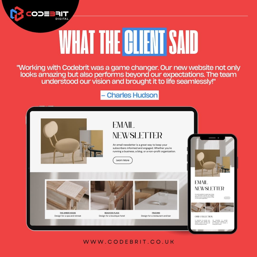 CodebritD37757's tweet image. ๐ฃ๏ธ Client Feedback Spotlight
"Working with Codebrit was a game changer. Our new website not only looks amazing but also performs beyond our expectations. The team understood our vision and brought it to life seamlessly."
โ Charles Hudson
hello@codebrit.co.uk
#Codebritdigital