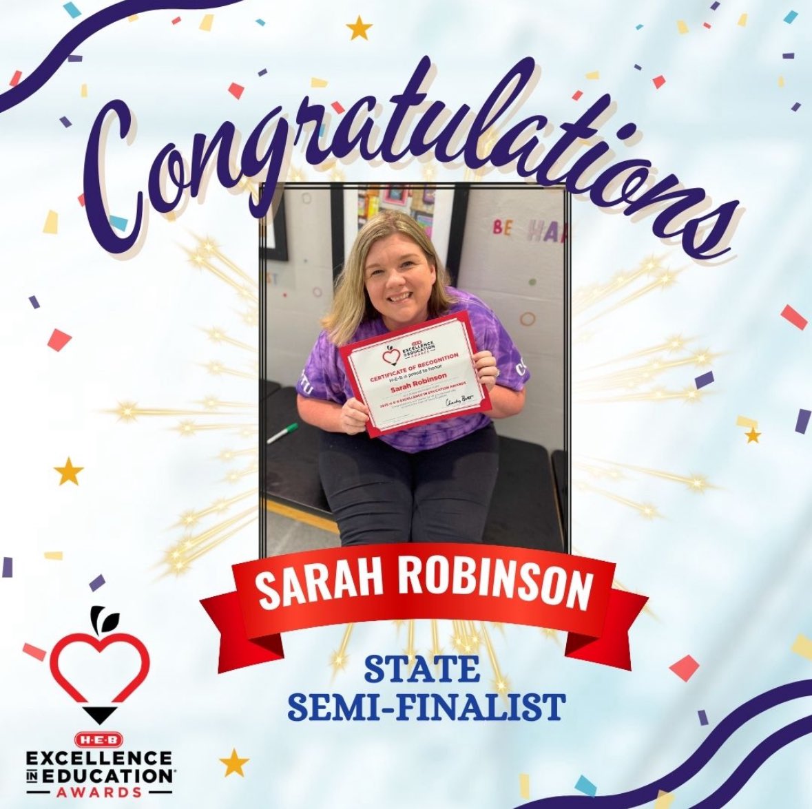 Tiena Zambuto (@mrs_zambutohe) on Twitter photo Congratulations to my awesome counseling counterpart for being selected as a state semifinalist for HEBโs Excellence in Education Awards!! Humble Elementary is so lucky to have <a href="/SMRob_Counselor/">H.E. Rocks!</a>! ๐พ๐
<a href="/HumbleISD_HE/">Humble Elementary</a> <a href="/HumbleISD/">Humble ISD</a> <a href="/HumbleISD_CBS/">HumbleISD_CBS</a> <a href="/HEB/">H-E-B</a> Congratulations to my awesome counseling counterpart for being selected as a state semifinalist for HEBโs Excellence in Education Awards!! Humble Elementary is so lucky to have <a href="/SMRob_Counselor/">H.E. Rocks!</a>! ๐พ๐
<a href="/HumbleISD_HE/">Humble Elementary</a> <a href="/HumbleISD/">Humble ISD</a> <a href="/HumbleISD_CBS/">HumbleISD_CBS</a> <a href="/HEB/">H-E-B</a>
