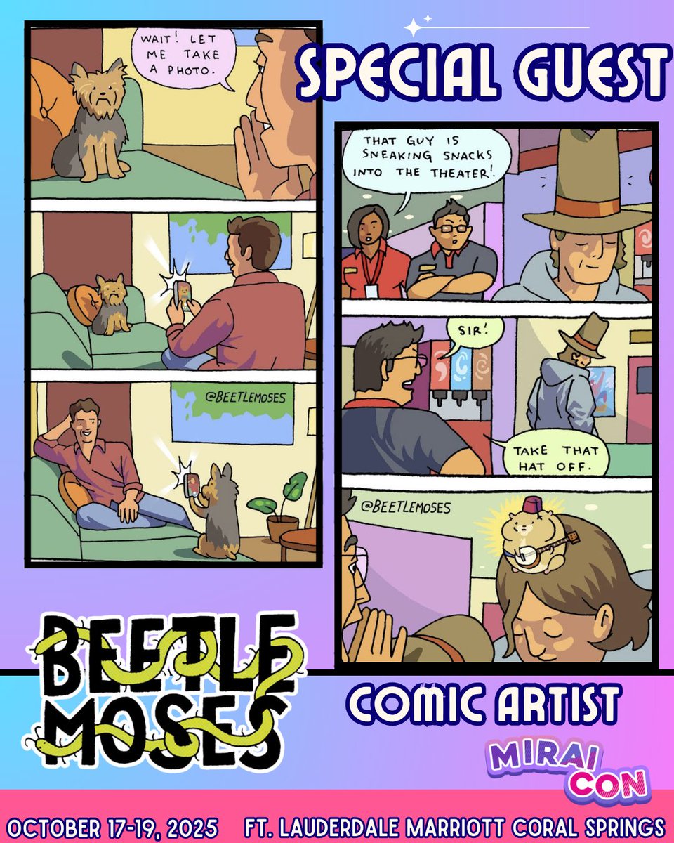 🐸 Guess who's hopping to MiraiCon? 🐸

#beetlemoses is joining us!
Get ready for frog chaos, meme magic &amp; heart-squishin’ comics.
Find him in the vendor room &amp; panels—bring your best questions (and frog jokes).

#MiraiCon #BeetleMoses #FrogLife #MemeMagic #MiraiCon2025