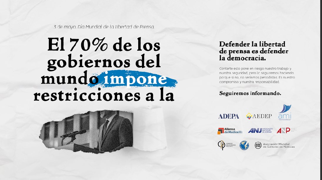 Hoy se celebra el Día Mundial de la Libertad de Prensa, derecho fundamental de las sociedades libres y democráticas.

Desde el Consejo de la Prensa Peruana, seguiremos en la lucha para preservar la libertad de prensa a pesar de los intentos del poder de limitarla.