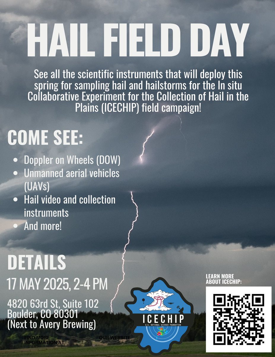 ICECHIP (@nsf_icechip) on Twitter photo SAVE THE DATE!
In 2 weeks on Saturday, May 17th from 2-4 pm, ICECHIP will be holding a media/field day to display instruments that will go into making this a successful study, including <a href="/DOWFacility/">Doppler on Wheels (DOW)</a>! This event is open to the public.
Learn more below👇
eol.ucar.edu/field_projects… SAVE THE DATE!
In 2 weeks on Saturday, May 17th from 2-4 pm, ICECHIP will be holding a media/field day to display instruments that will go into making this a successful study, including <a href="/DOWFacility/">Doppler on Wheels (DOW)</a>! This event is open to the public.
Learn more below👇
eol.ucar.edu/field_projects…