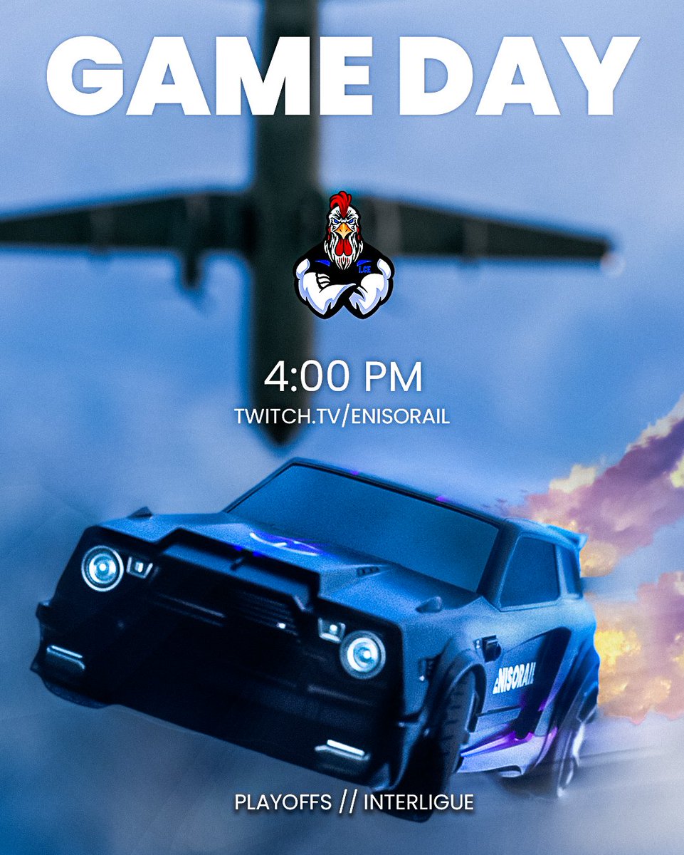 Enisorail's tweet photo. 🟣 INTERLIGUE - ROCKET LEAGUE ⚫️
                Playoffs - Match 2

On passe au deuxième match ! 
15:40
@Enisorail VS @LesCoqsEsport Bleu 

#INTERLIGUE #RocketLeague https://t.co/mnzLiMN7PS
