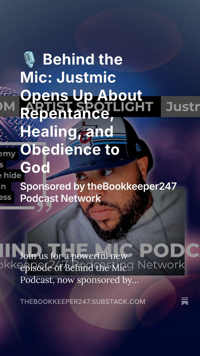 New episode: <a href="/Justmic216/">Just Mic</a> shares how Repentance came from real struggle, obedience, and healing — and why it dropped on Good Friday.

• music from <a href="/nobodyghy/">NobodyGHY</a>, @caleb_cabe &amp; more

Listen now: thebookkeeper247.substack.com/p/justmic-what…
#Repentance #CHH