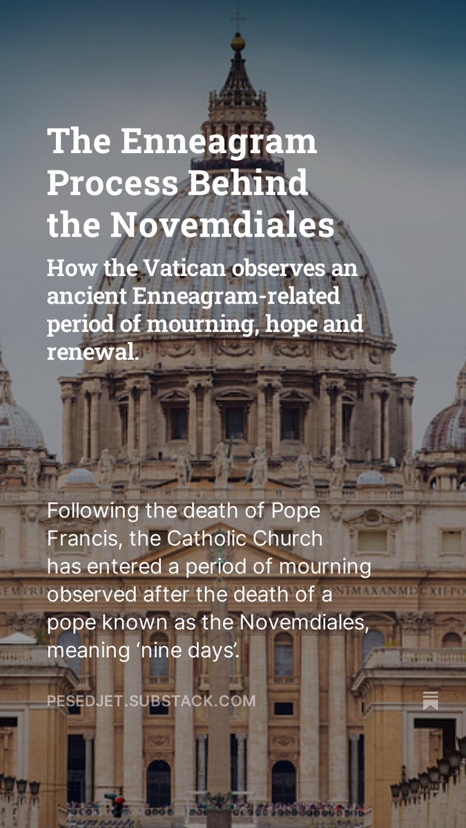 The #CatholicChurch is observing an ancient #Enneagram-related ritual following the death of #PopeFrancis.

Today Day 8 / Point 8 is all about invoking the power of revelation and Holy Truth to guide the sacred process of succession.
#conclave

Read more:
open.substack.com/pub/pesedjet/p…