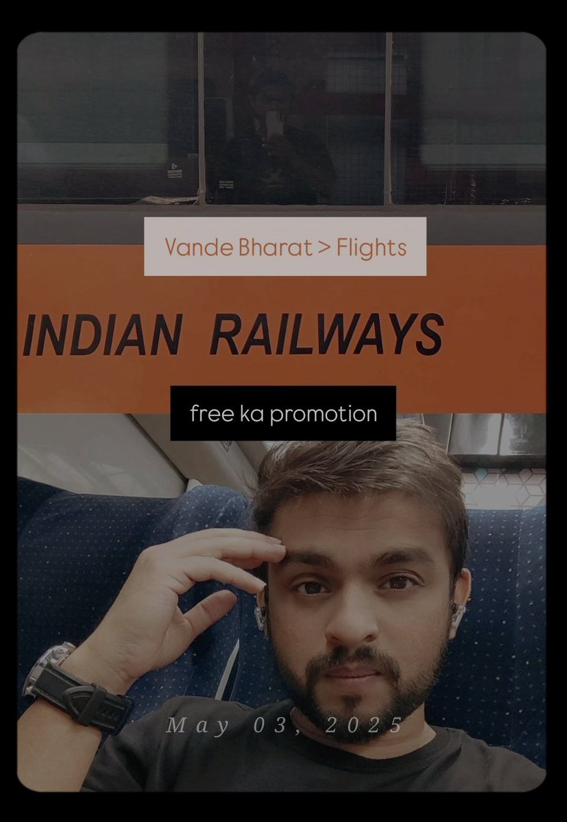 Nizzchal's tweet photo. Vande Bharat > Flights 
becoming a frequent traveler of #VandeBharat 

We need more of these trains.🫶 @RailMinIndia 
#IndianTraveller https://t.co/XbmNgiBYCN