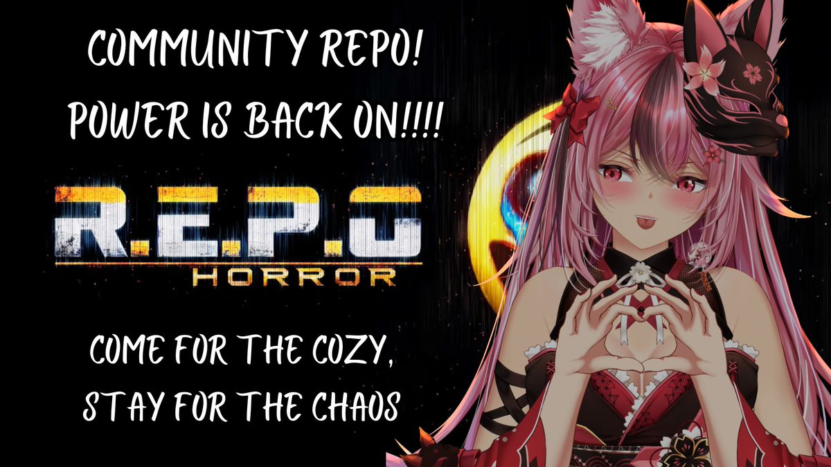 Good Morning Everyone!

Power is officially BACK ON!!!!

Which means community night REPO is back in action tonight! I am so glad and excited to be able to play with everyone!

Stream starts tonight at 8pm EDT! 
Come for the cozy, stay for the chaos ♥️