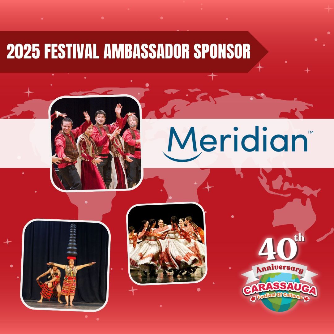 Thank you to our Festival Ambassador Sponsor, Meridian! 
The unwavering support allows us to celebrate diversity and bring communities together 🎉🌎✨

#Carassauga2025 #Mississauga #MulticulturalFestival #Carassauga #FoodFestival #CelebrateDiversity #CommunitySupport
