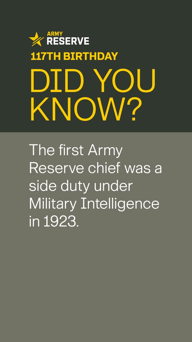 USArmyReserve's tweet photo. #DYK 

April marked the U.S. Army Reserve's Birthday Month! Join us in continuing our 117th Birthday celebration by learning more about #USARThroughTime!⏱️ 
 
#ArmyReserve117 https://t.co/v7EawvgwtE