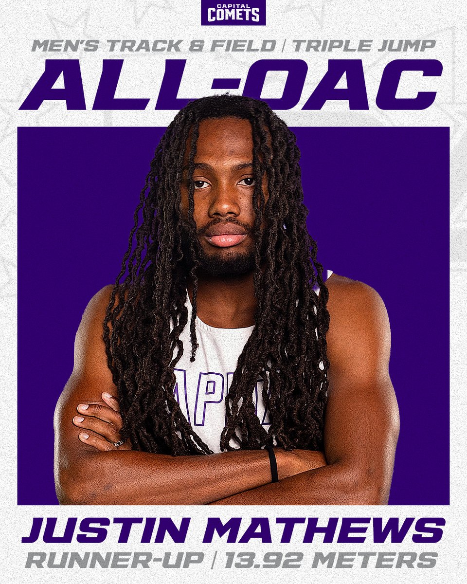 Capital Athletics (@cap_athletics) on Twitter photo ICYMI: Justin Mathews of <a href="/CapXCTF/">Capital XC/TF</a> collected his second consecutive All-OAC honor in the men's triple jump as he finished runner-up in the event at yesterday's OAC Championships!
#CapFam | #CapTF | #POTP ICYMI: Justin Mathews of <a href="/CapXCTF/">Capital XC/TF</a> collected his second consecutive All-OAC honor in the men's triple jump as he finished runner-up in the event at yesterday's OAC Championships!
#CapFam | #CapTF | #POTP