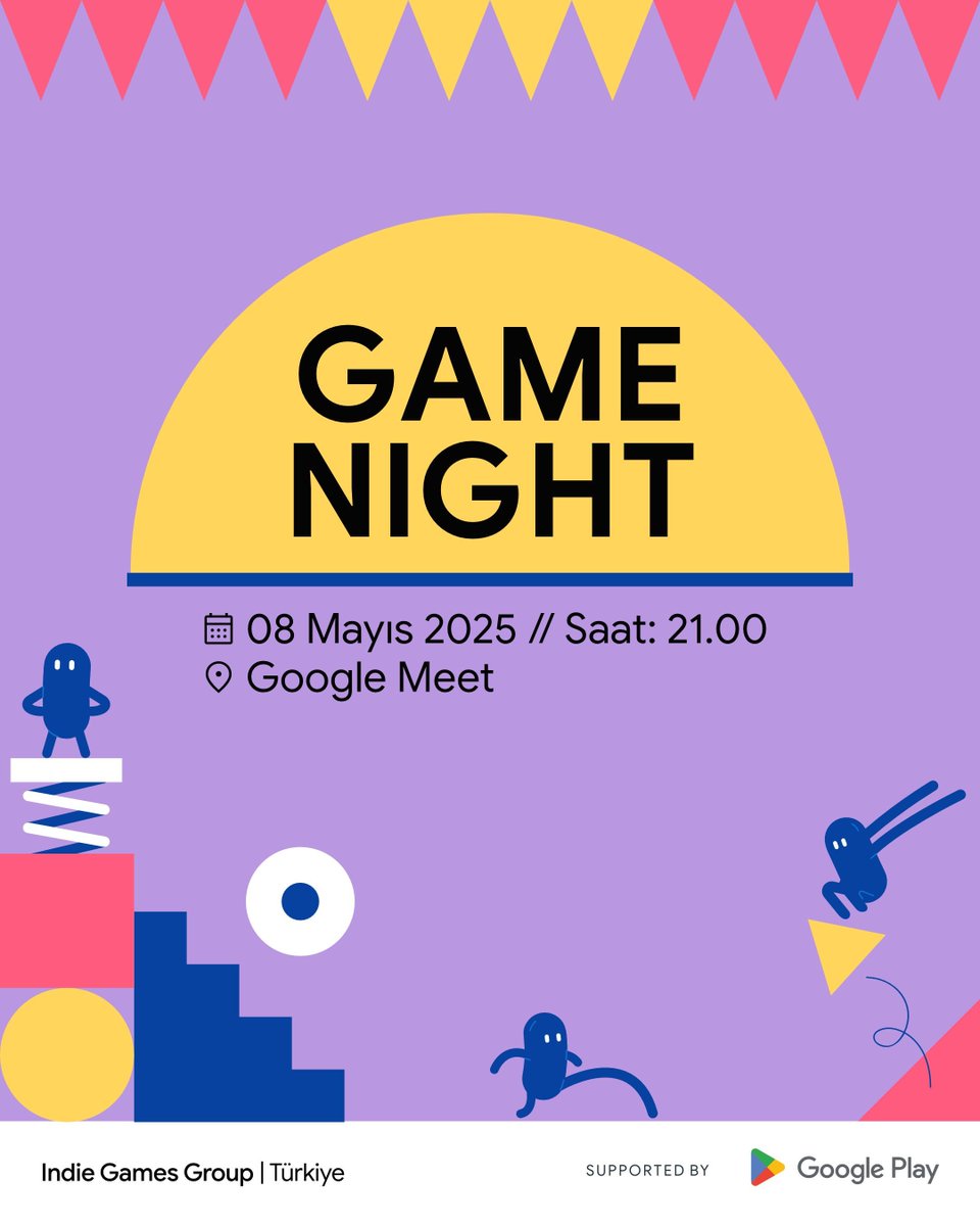 Game Night etkinliğinde buluşuyoruz! Etkinlikte hep beraber eğlenecek, yeni insanlarla tanışacak ve belirlediğimiz bir oyunu beraber oynuyor olacağız 👾

📅Tarih: 8 Mayıs 2025 21.00 📍Google Meet linki: meet.google.com/snq-yepy-gun

Etkinlik Kommunity Linki : kommunity.com/indie-games-gr…