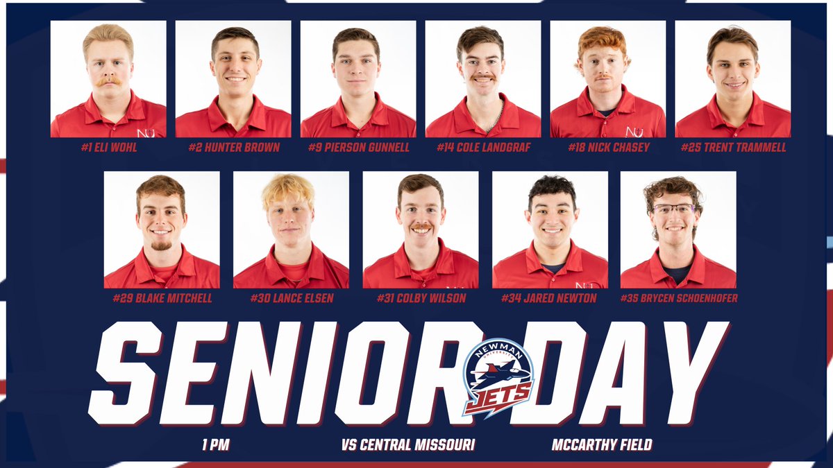 Newman Athletics (@newmanjets) on Twitter photo Senior Day❗
🆚No. 3 UCM
📍McCarthy Field
🕔1:00 PM
📺bit.ly/3IXPTFh
📊bit.ly/3IumXrx
🔊bit.ly/4jAcECx
#JetPower✈️ x <a href="/NewmanJetsBSB/">Newman Baseball</a> Senior Day❗
🆚No. 3 UCM
📍McCarthy Field
🕔1:00 PM
📺bit.ly/3IXPTFh
📊bit.ly/3IumXrx
🔊bit.ly/4jAcECx
#JetPower✈️ x <a href="/NewmanJetsBSB/">Newman Baseball</a>