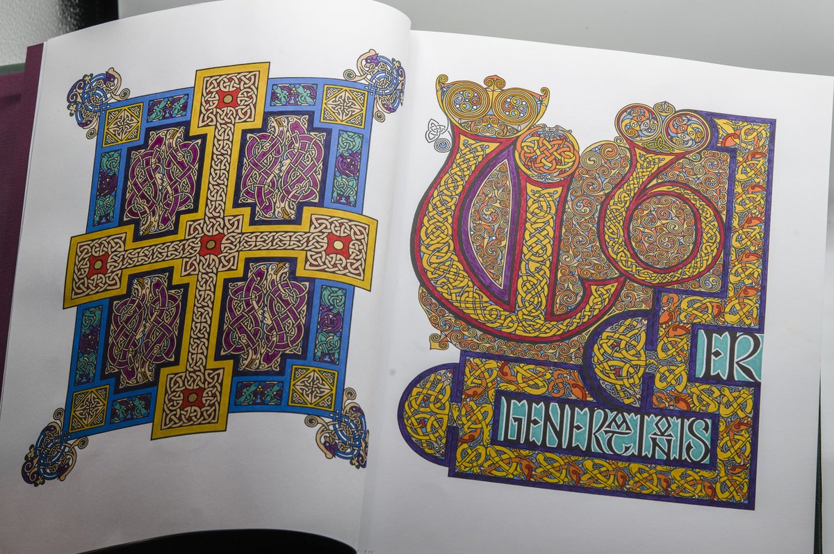 Good morning! Some detail close-ups from an illuminated carpet page and incipit page from the Tamburn Gospels.