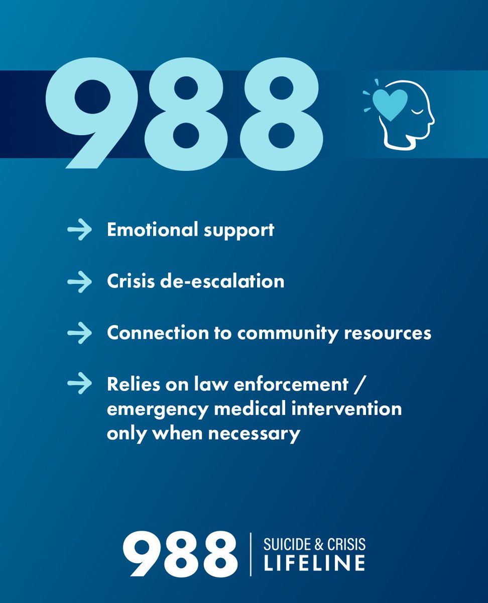 BTDFDN's tweet image. 988 is the place for you to call or text if you or a loved one is dealing with a mental health crisis. Here are some key differences between 988 and 911!

Do you have questions about 988? Visit SAMHSA.gov for information.

#MHAM2025
