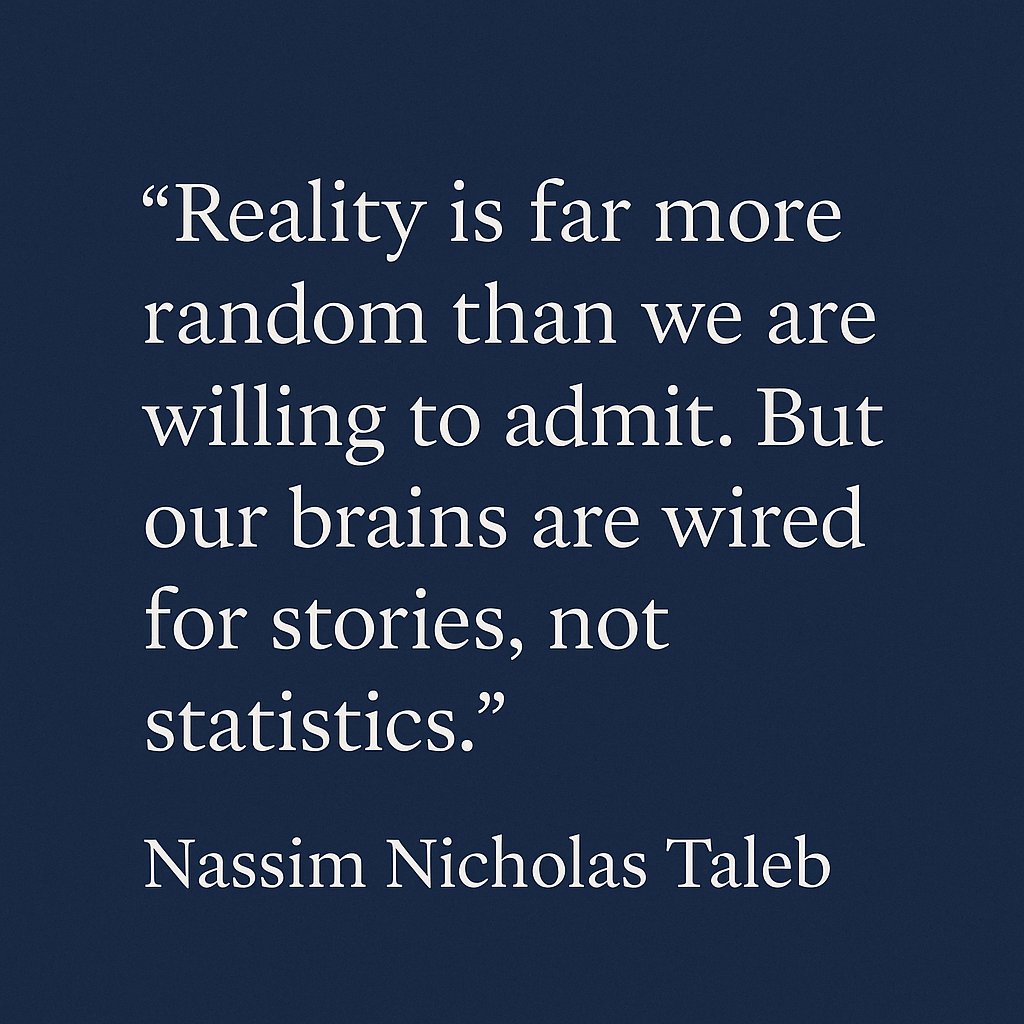 SapiensMaximus0's tweet photo. This is the first rule of Taleb:

The world is far more random than it appears.

Your brain is far more biased than you realize.

Every story you’ve ever believed has been retrofitted to hide this. https://t.co/lx3QKxI6wz