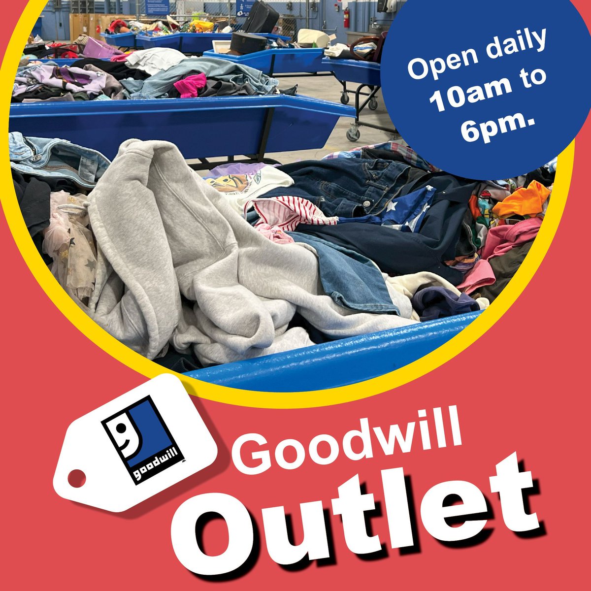 MarionGoodwill's tweet photo. Have you tried bin shopping at our Outlet Store yet? At Goodwill's Outlet, items are sold by the pound — giving you the ultimate chance to dig for deals &amp; score amazing bargains! Don’t miss out! Located at 340 W. Fairground St. in Marion. 
#BinStoreFinds #OutletShopping https://t.co/wGkNDyg5gW