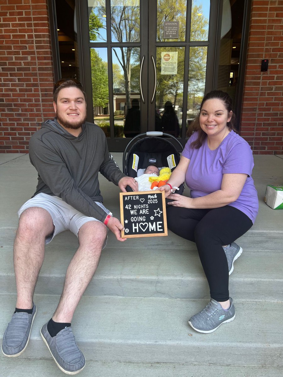 After 42 nights in the NICU, the Carpenter Family is finally heading home and our hearts are full! We’re honored to have been their home-away-from-home during this journey. 🏠✨ Support families like the Carpenters at rmhclt.org/donate. #KeepingFamiliesClose #RMHC ❤️