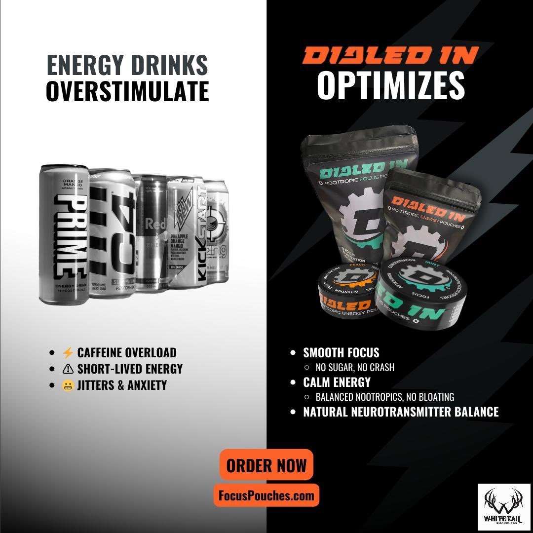 whitetaildip's tweet photo. Your brain isnโt meant to ride a caffeine rollercoaster.
Dialed In delivers focus without the crash โ smooth, clean, and science-backed.
Skip the spike. Stay sharp. Stay in control.
#SmartFocus #CaffeineCrash #NootropicsWork #nootropics #nootropicpouches https://t.co/QCH3svQYmq