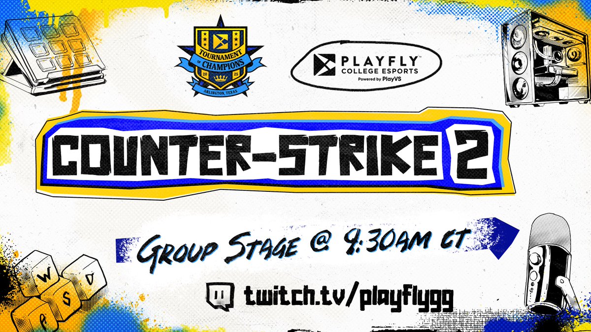 Playfly College Esports (@playflygg) on Twitter photo Tournament of Champions Day 4 continues with even more, collegiate FPS! We got <a href="/V1nsonCasts/">V1nsonCasts</a> & <a href="/GETTHEBAGMARK/">Mark Latreille</a> on mics for Counter-Strike 2 at 9:30AM CT.
<a href="/SBUEsports/">Stony Brook Esports</a> v <a href="/NorthwoodEsport/">Northwood Esports</a>
▶️ bit.ly/playflyggTwitch
Keep it locked for R6 & COD Grand Finals later today! #playflyggToC Tournament of Champions Day 4 continues with even more, collegiate FPS! We got <a href="/V1nsonCasts/">V1nsonCasts</a> & <a href="/GETTHEBAGMARK/">Mark Latreille</a> on mics for Counter-Strike 2 at 9:30AM CT.
<a href="/SBUEsports/">Stony Brook Esports</a> v <a href="/NorthwoodEsport/">Northwood Esports</a>
▶️ bit.ly/playflyggTwitch
Keep it locked for R6 & COD Grand Finals later today! #playflyggToC