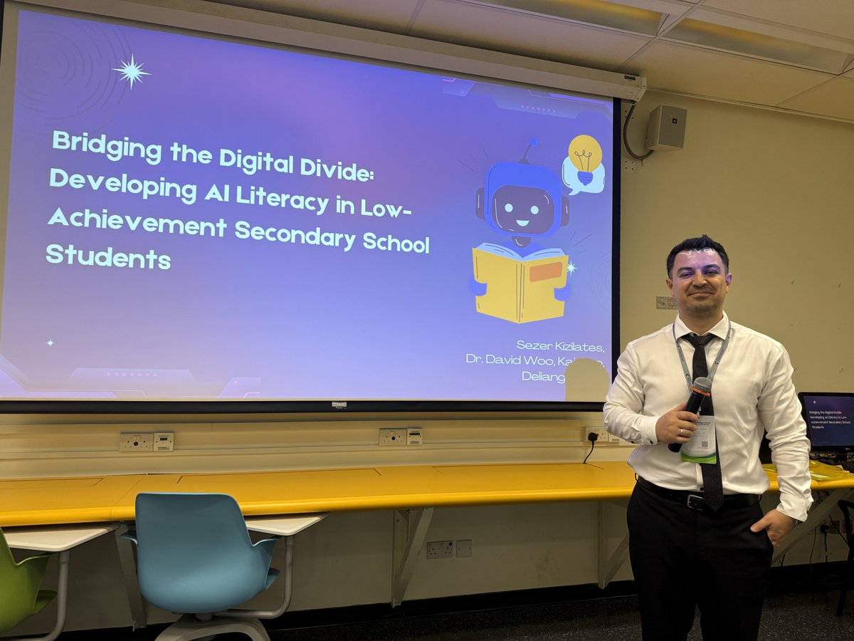 sezerkizilates's tweet photo. 🎤 I presented at CITERS 2025, an international education symposium hosted by @HKU, sharing our work on empowering low-achieving EFL students through scaffolded academic writing instruction and hands-on AI literacy development. #CITERS2025 #AIinEducation #EdTech #EFL https://t.co/lSiyUGEaC2