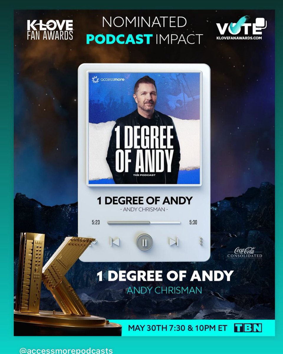 Congratulations <a href="/AndyChrisman/">Andy Chrisman</a> on your
<a href="/klovefanawards/">K-LOVE Fan Awards</a> nomination for “Podcast Impact”