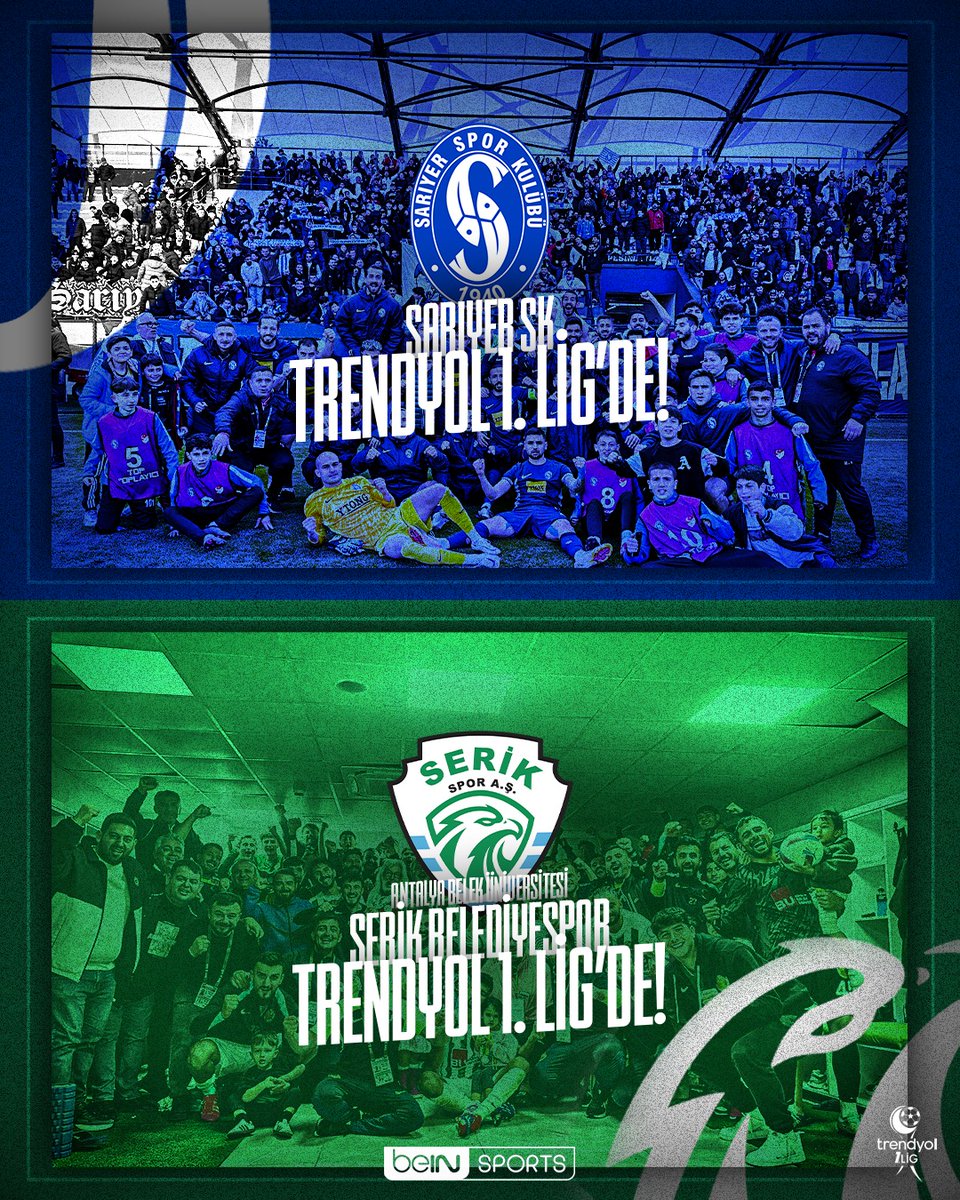 ⚽ Sarıyer SK ve Antalya Belek Üniversitesi Serik Belediyespor, Trendyol Birinci Lig'e yükselen ilk takımlar oldu!

#beINSPORTS